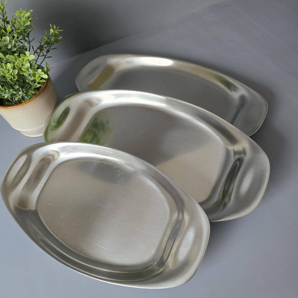WMF Wagenfeld Servierplatten Set, Cromargan, 3-teilig