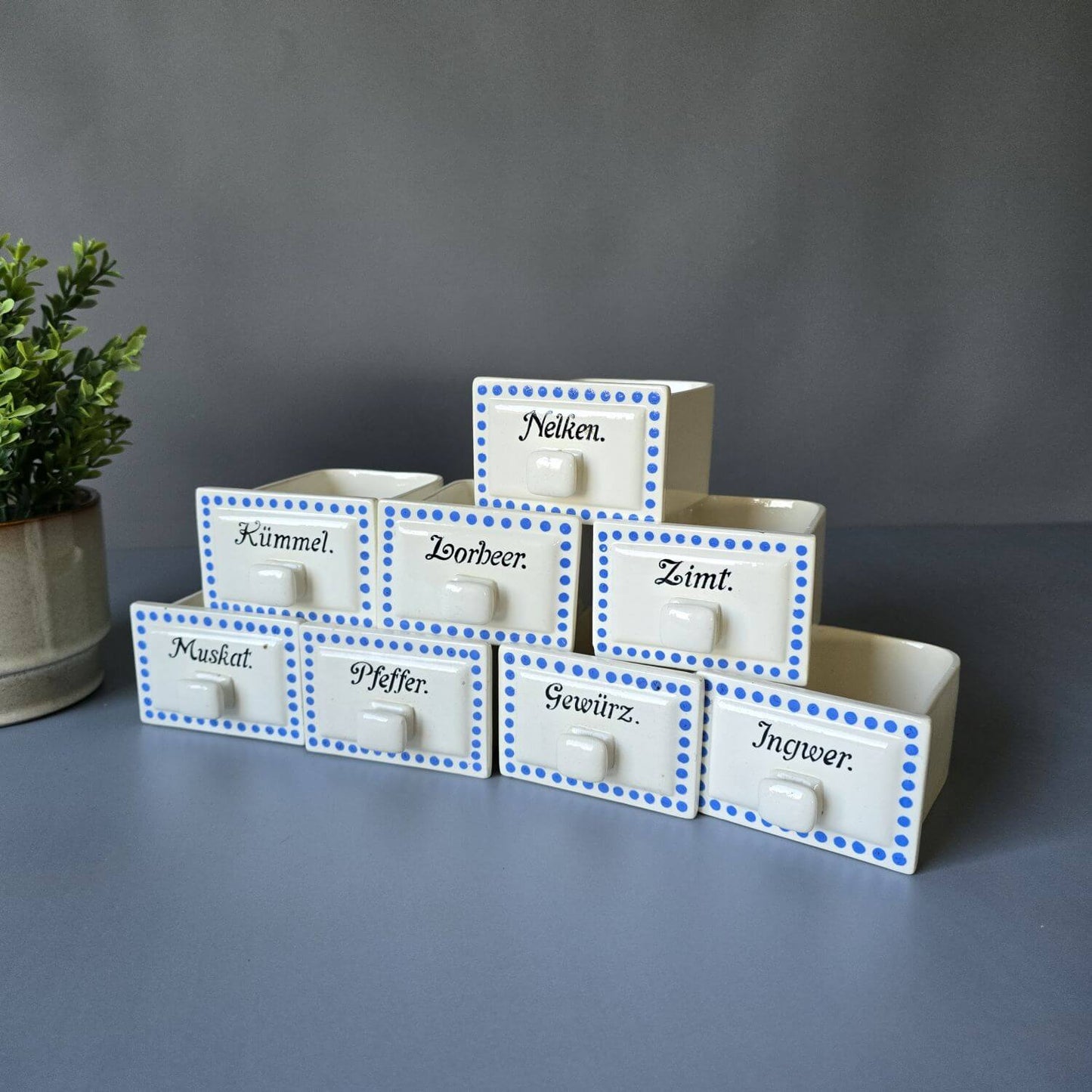 Wächtersbach Gewürz Schütten Set, 8 Stück, blau-weiß