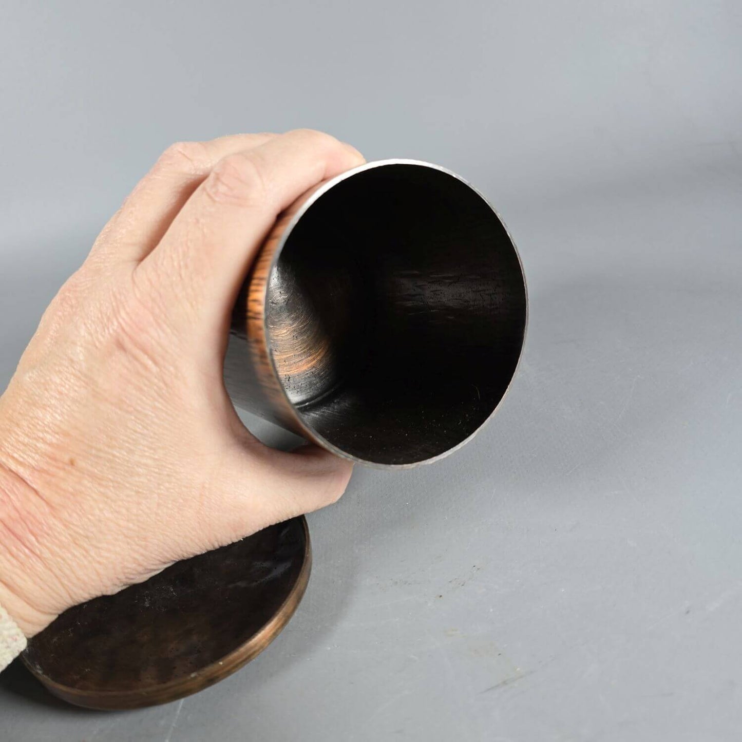 Kupferdose mit Deckel - Hammerschlag -Wall