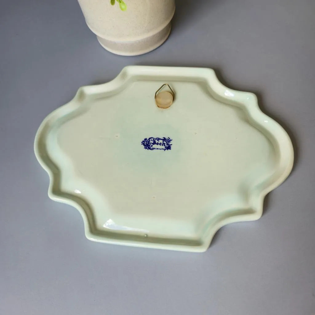 Vintage Boch Belgien Blau & Weiß Landschaftsszene Keramik Wandtafel