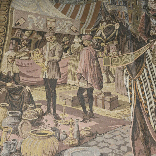 Vintage Wandteppich - Tappisserie - Alter Wandbehang - Marktszene