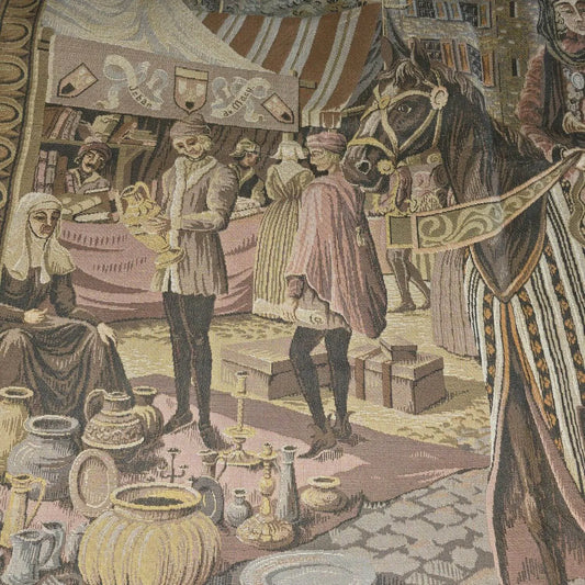 Vintage Wandteppich - Tappisserie - Alter Wandbehang - Marktszene