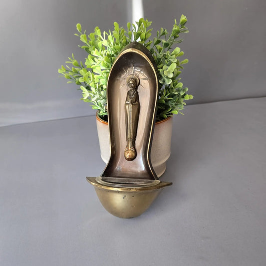 Weihwasserbecken - Weihwassergefäß aus Messing - Madonna - Hausaltar