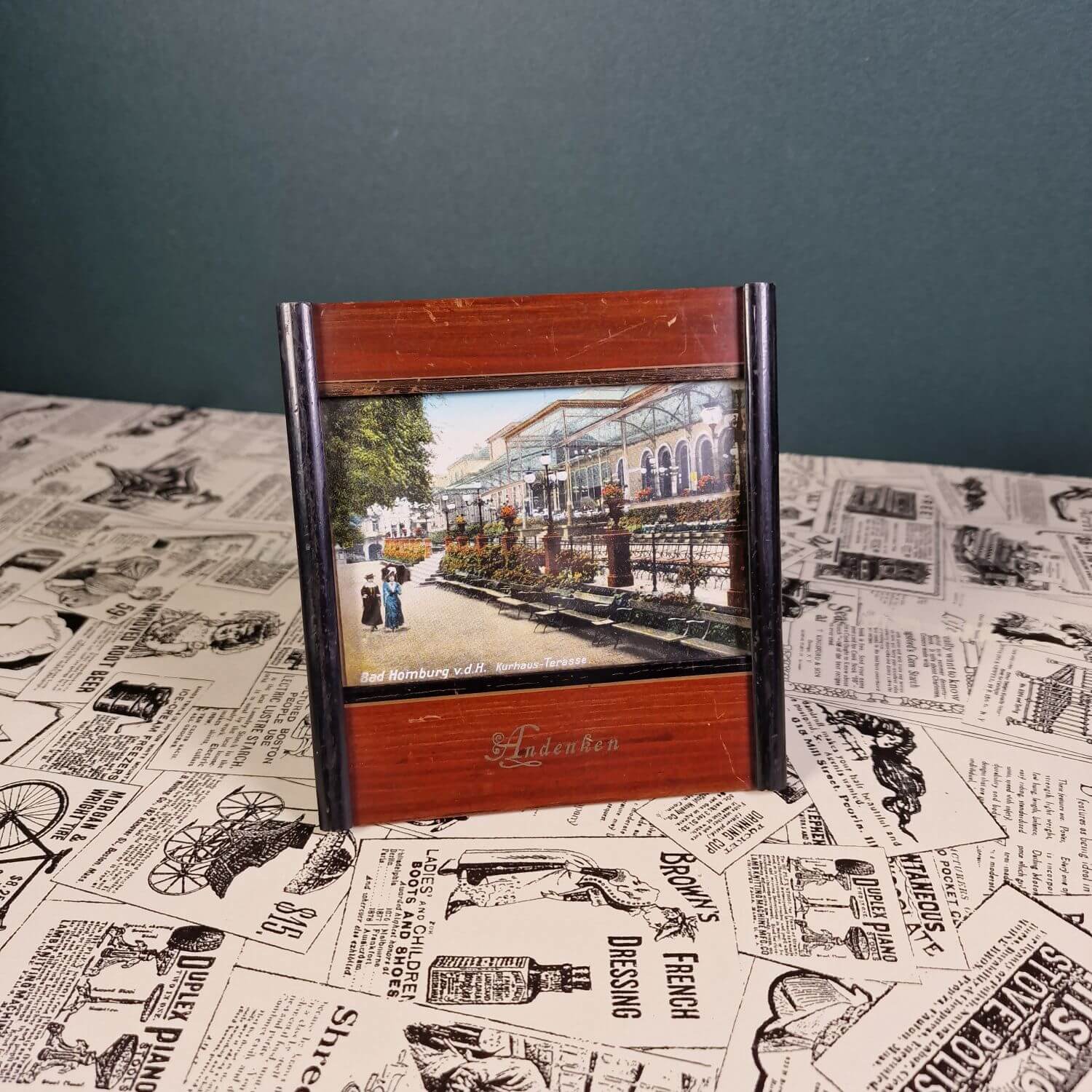 Vintage Andenken Bad Homburg - Bilderrahmen - Kurhaus Terrasse - Souvenier