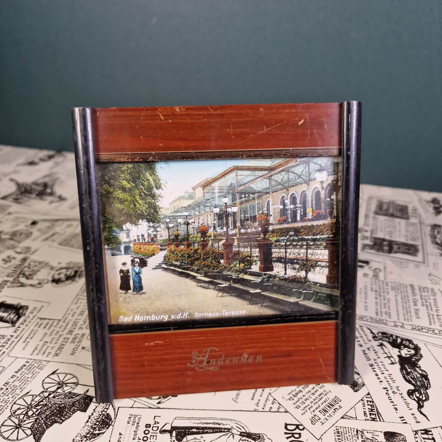 Vintage Andenken Bad Homburg - Bilderrahmen - Kurhaus Terrasse - Souvenier