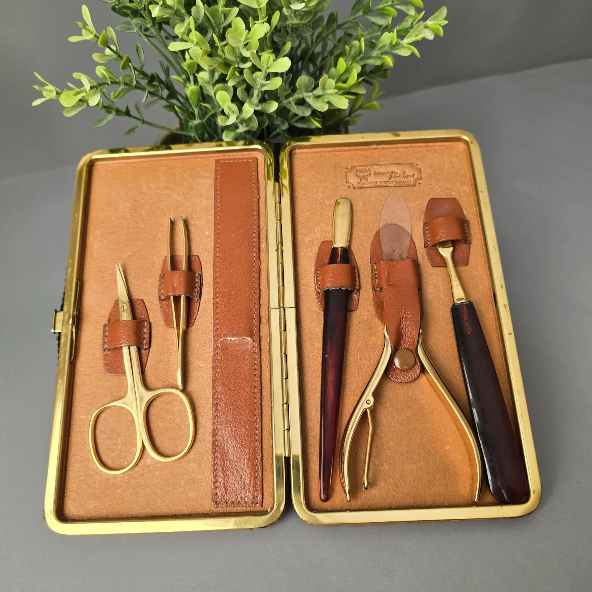MCM Maniküre Set - Vintage Leder Etui West Germany
