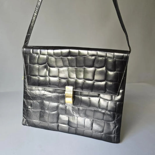 Vintage Umhängetasche - Tasche aus Leder in Kroko Optik