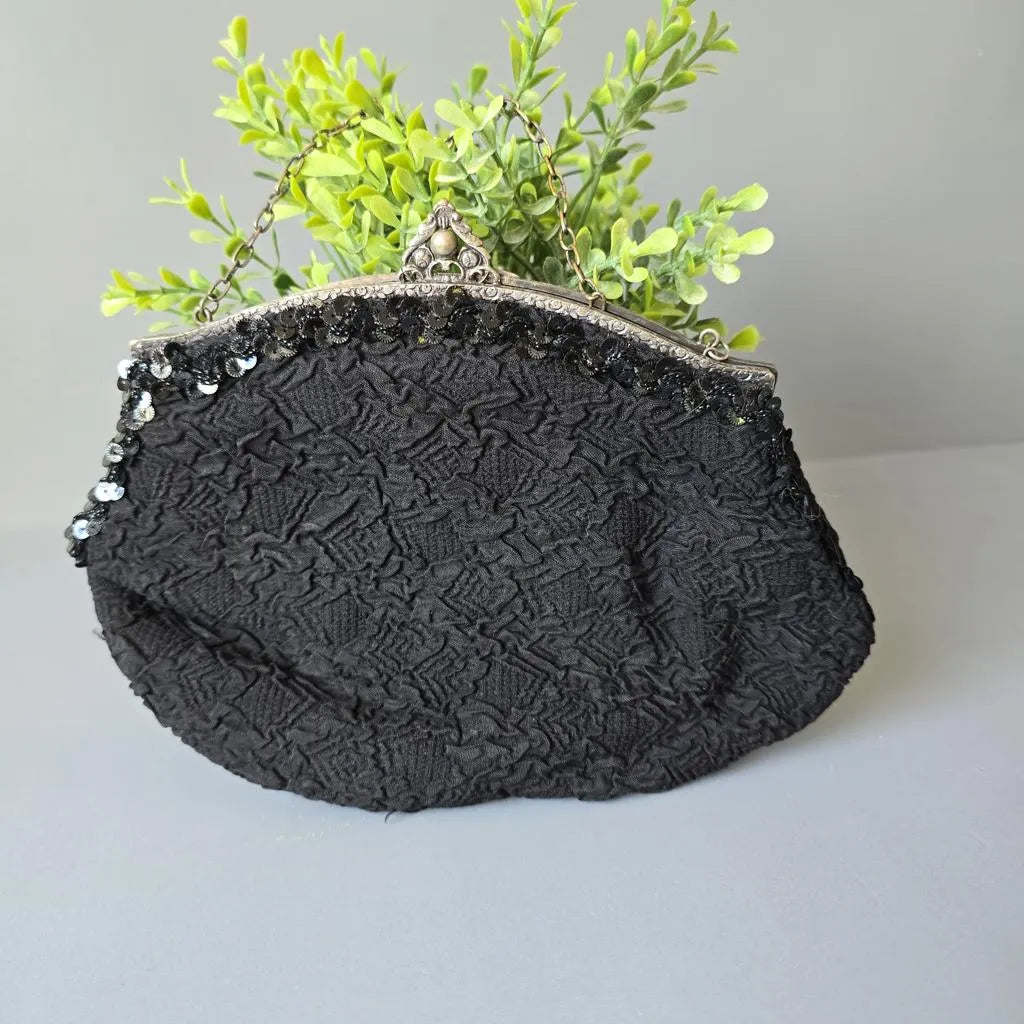 Elegante Vintage Abendtasche mit Pailetten - antik