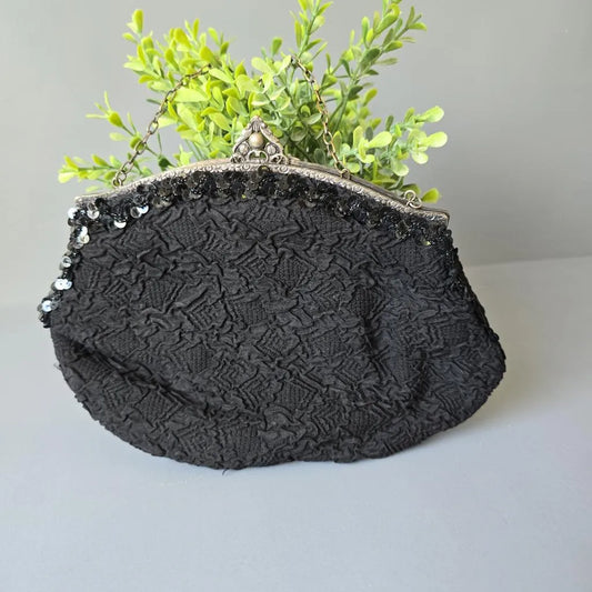 Elegante Vintage Abendtasche mit Pailetten - antik